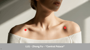 LU 1 Acupuncture point on woman's chest
